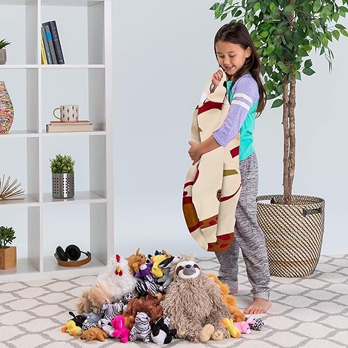 Miniatura 406 de Posh Funda de Silla Puf Rellenable para Almacenamiento de Animales de Peluche para Niños - Organizador de Juguetes Infantiles, Grande-38 - Lona