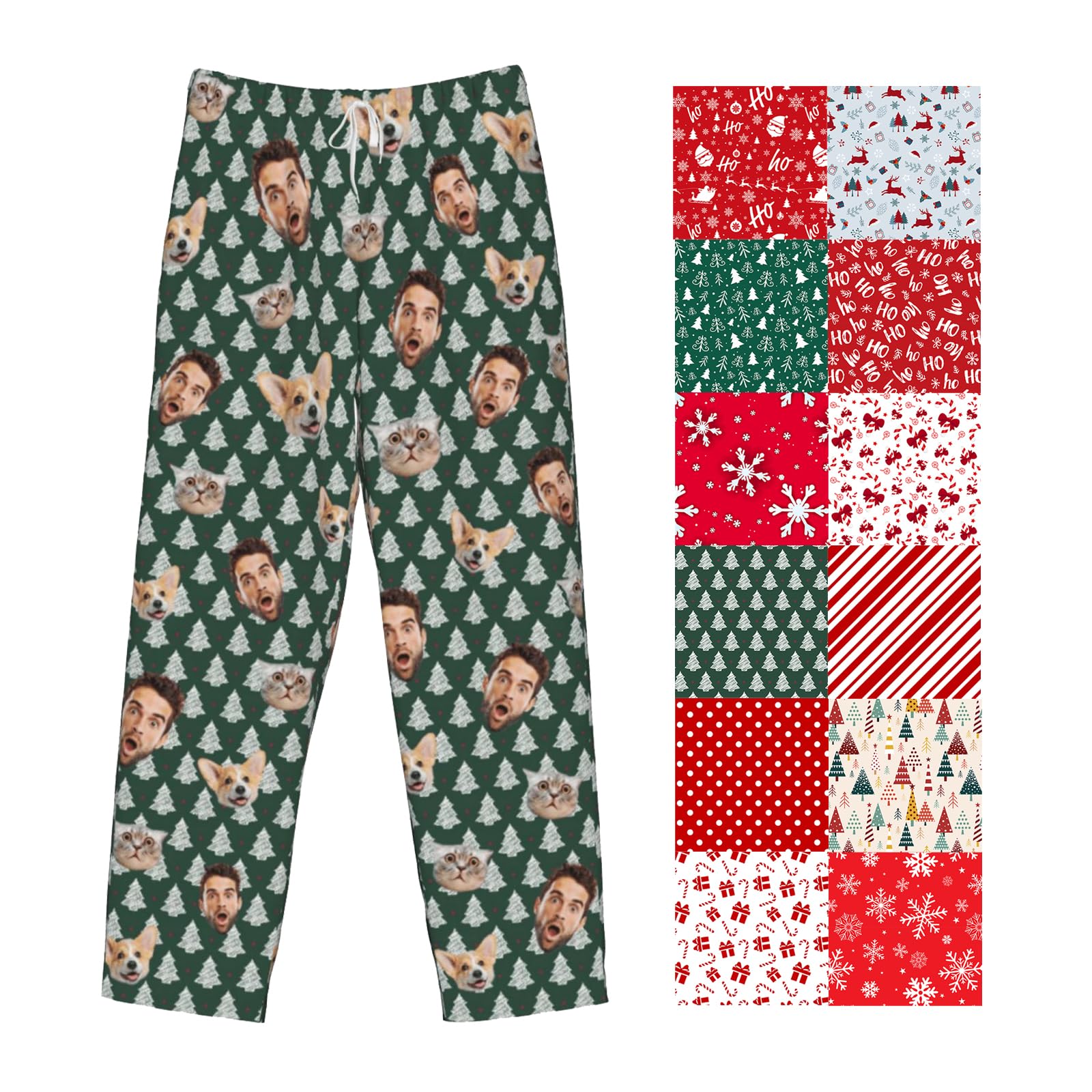 Custom Pajamas Pants Plaid Personalized Funny PJ Pant Design with Face Pajama for Men Women Dog Pet