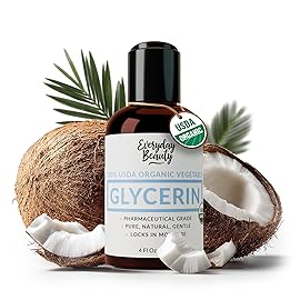 100% Organic Glycerin - For Skin & Hair - Food Grade - USDA Certified - Not From Palm Oil - Perfect Skin and Hair Moisturizer - 4 Fl Oz
