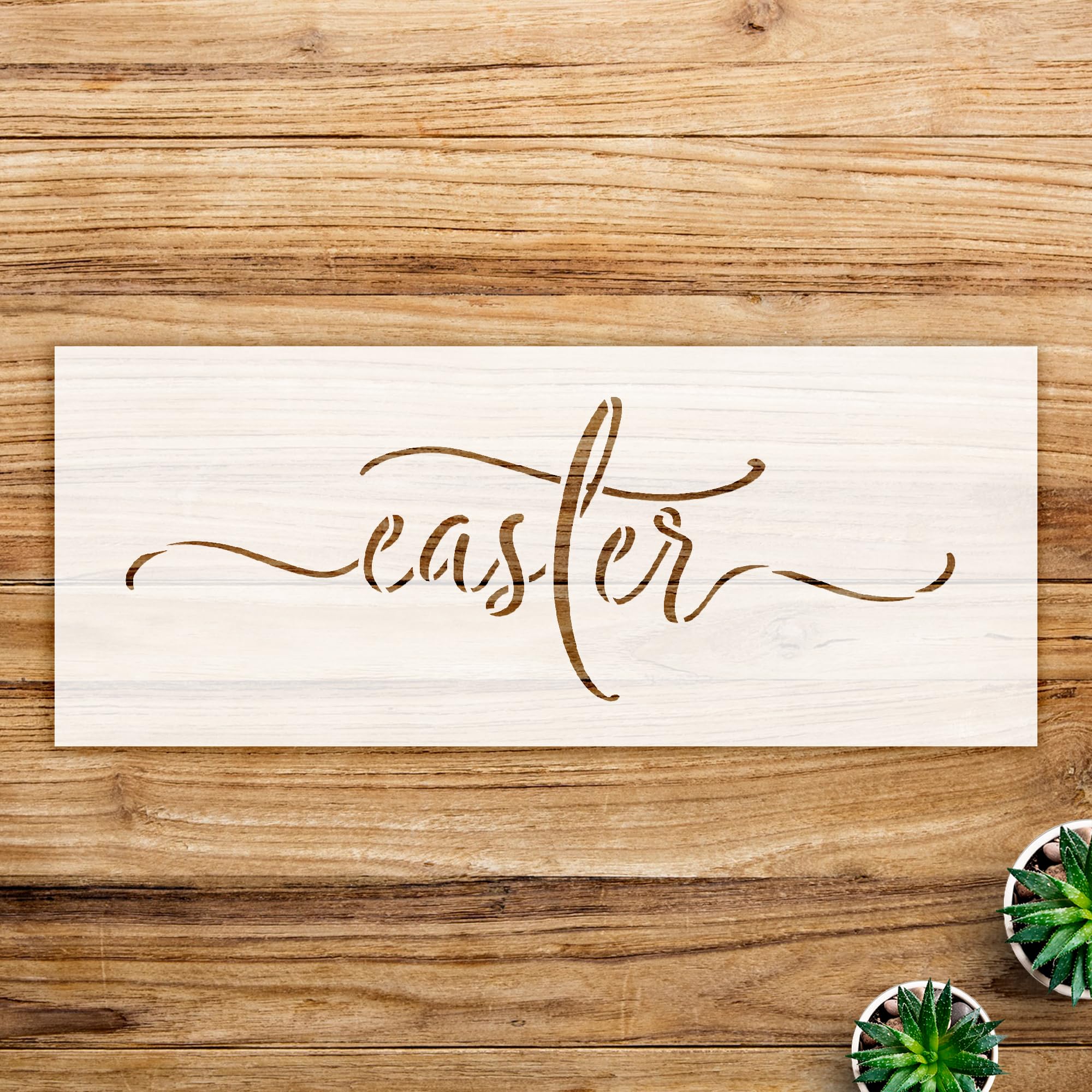 Easter Cursive Script Stencil for Wood and Wall Art, DIY Christian Spring Home Decor, Rustic Word Art Template for Craft Projects - Size A2 (23.4