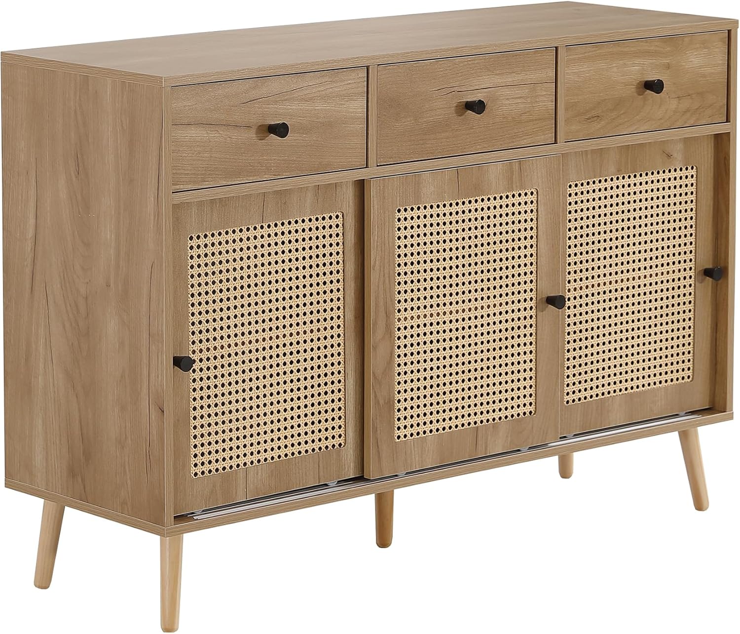 北欧 キャビネット サイドボード チェスト ラタン風 引き出し付き 大容量 キャビネット サイドボード チェストラタン調 ラタン風 引き出し付き