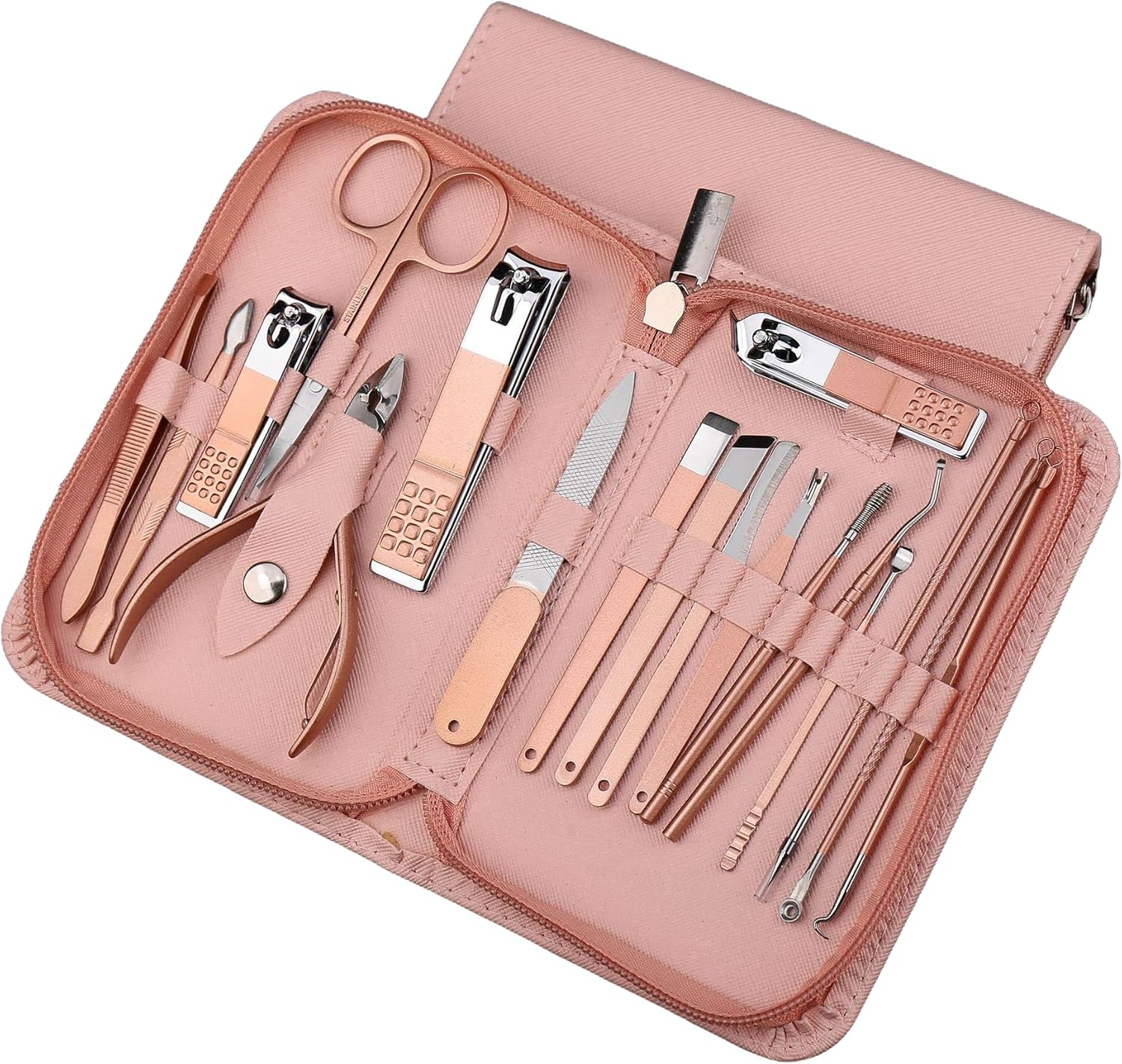 メール便送料無料 Miniネイルケアセット すべてステンレス製アイテムを詰め込んだクロコダイル調ケース付き グルーミングセット 選べるカラバリ4色