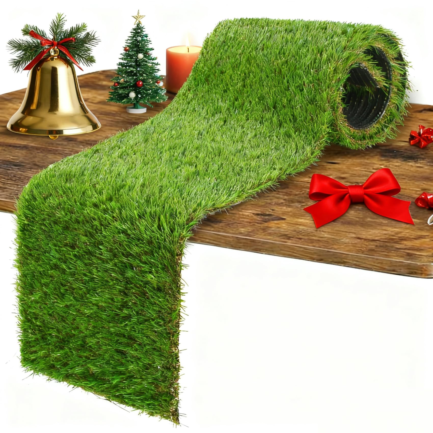 GLOBREEN Artificial Grass Table Runner 36 Inches for Football Golf Sport Themed Party Decor Spring Table Centerpiece Birthday Baby Shower