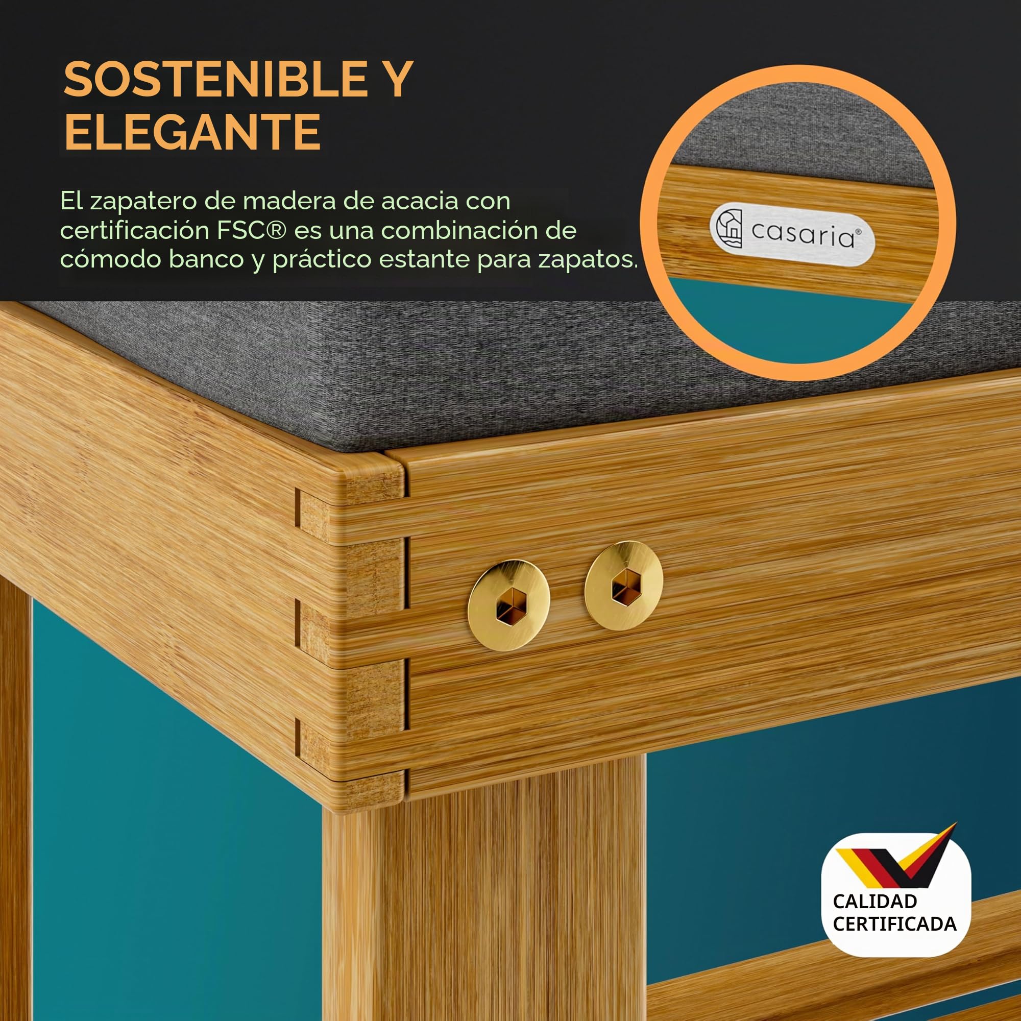 CASARIA® Banco Zapatero Estantería Zapatos Asiento con Cojín 5cm Certificado FSC® Pasillo Entrada Dormitorio