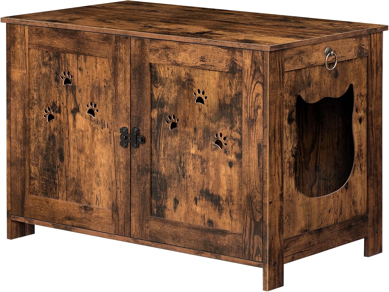 ALLOSWELL Hidden Cat Litter Box Enclosure, Wooden Cat Cabinet Furniture, Double Door Indoor Tall Cat House with Removable Partition,…