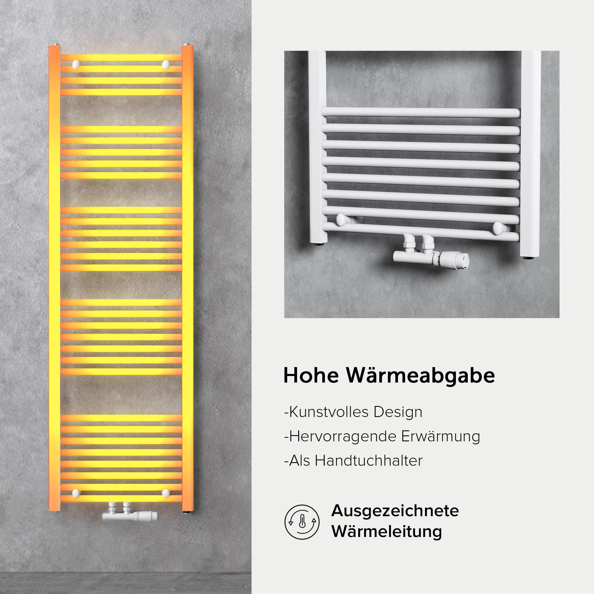 doporro Badheizung gerade 140x50cm Weiß Röhrenheizkörper Horizontal