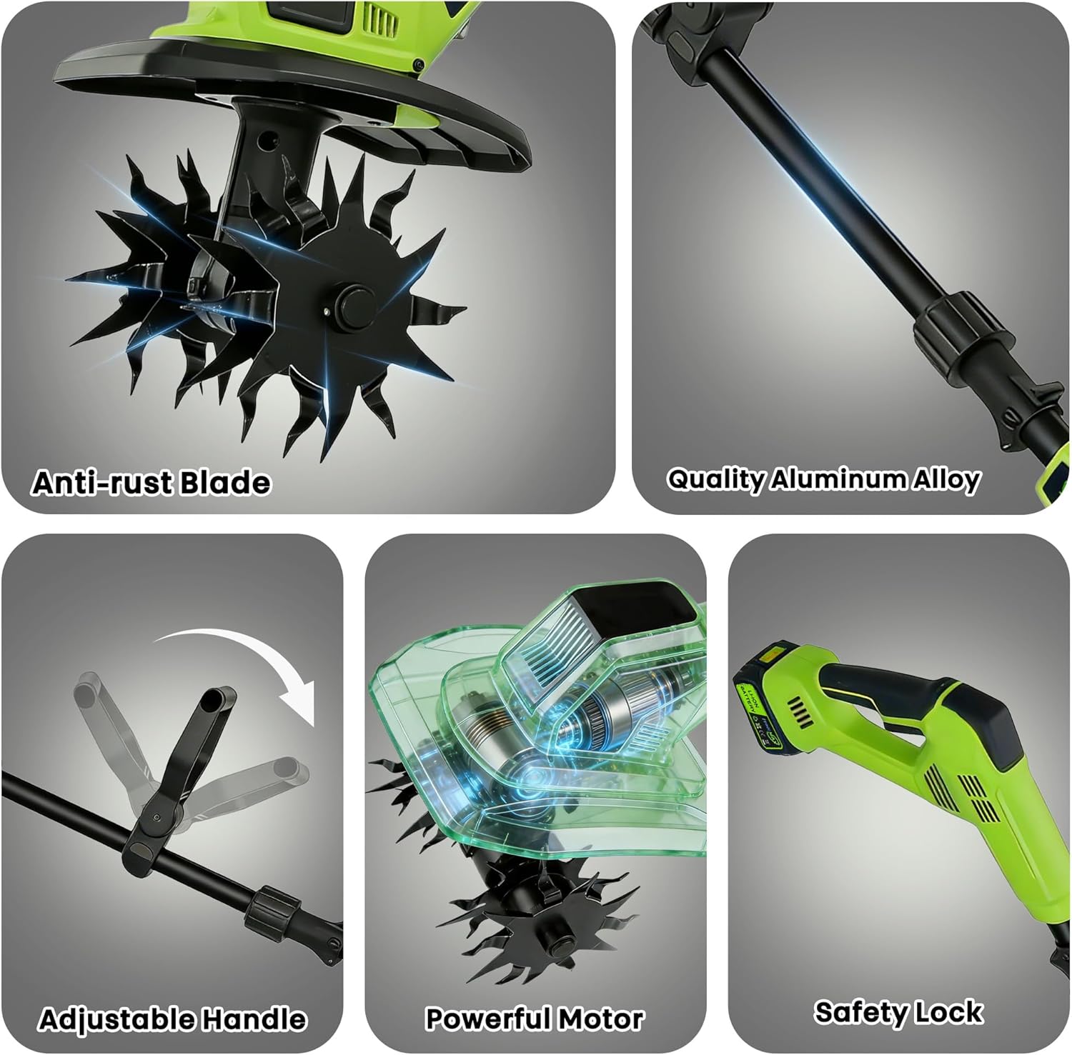 Cordless Electric Tiller for Gardening with 2 x 4.0AH Batteries, 9" Width & 6.7" Depth, 48 Steel Tines, Lightweight Rototiller for Soil Cultivation/Lawn, Gardening Gifts for Parents, Seniors