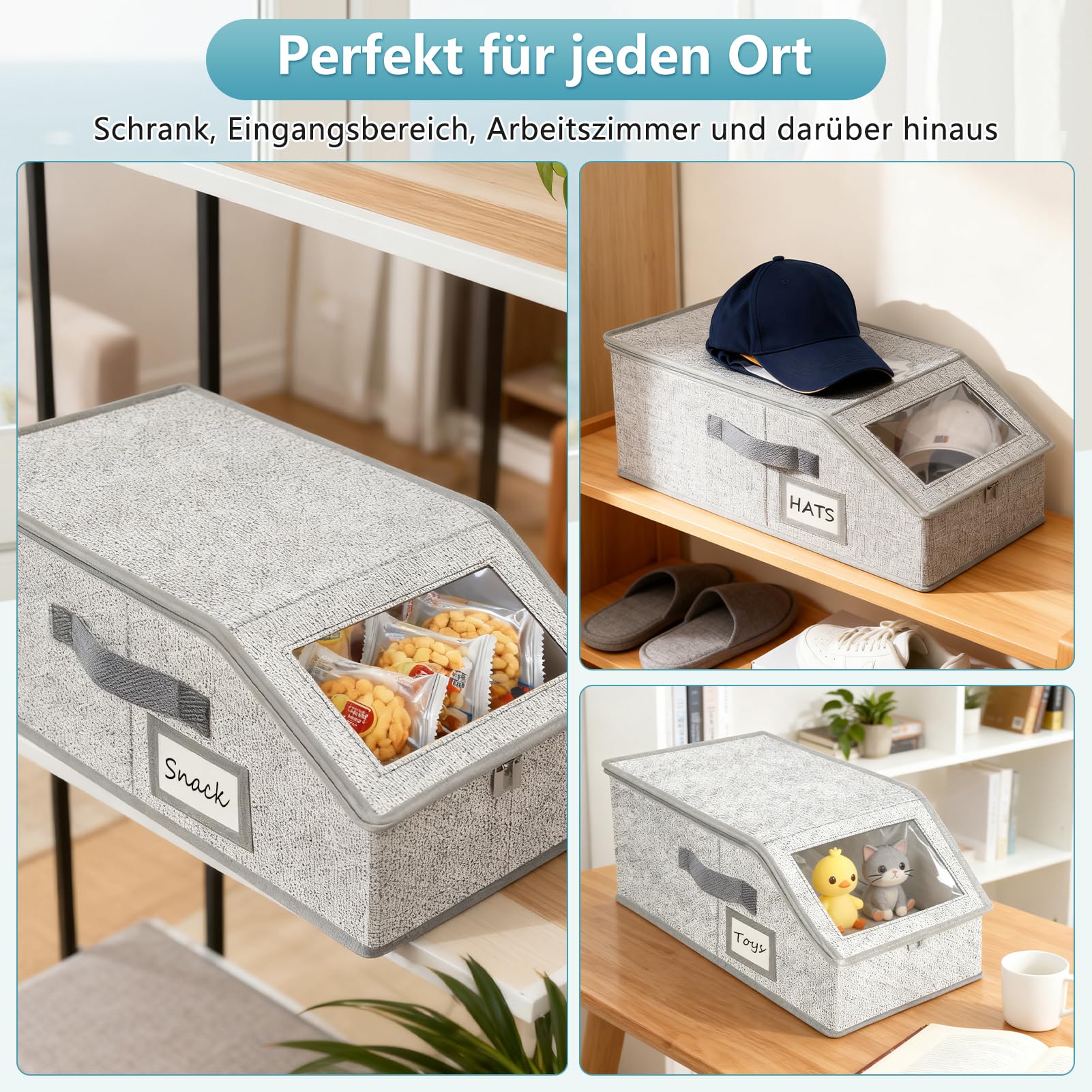 Lot de 2 Boîtes de Rangement pour Chapeaux, Organiseur de Chapeau | Empilable, avec fenêtre claire, double fermeture éclair, pour casquettes et chapeaux, armoire et étagère