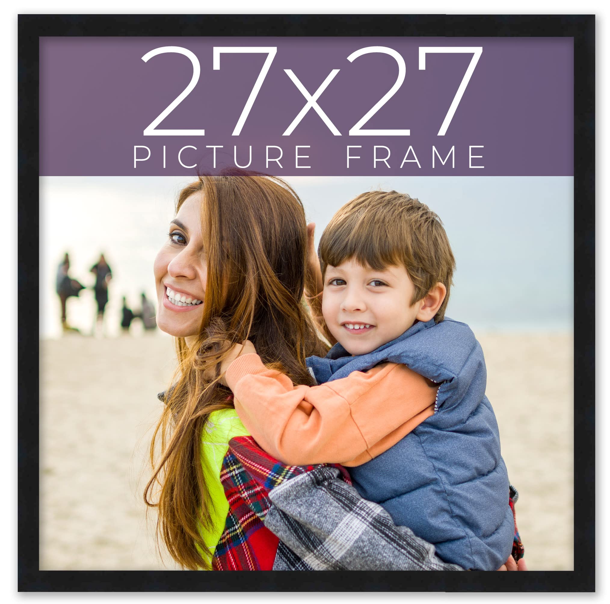 CustomPictureFrames.com 27x27 Black Wood Picture Frame