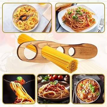 GlikCeil Wood Spaghetti Pasta Measurer Tool with 4 Serving Pasta Noodle Measuring Portion Control Gadgets Kitchen Accessories 4 Holes Quick Spaghetti Portion Tool for Kitchen Cooking