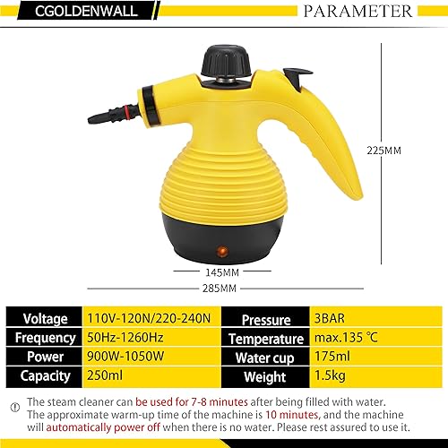 Miniatura 4 de CGOLDENWALL Limpiador de vapor de mano Vaporizador a presión Máquina de limpieza portátil para eliminación de manchas rebeldes Máquina de limpieza