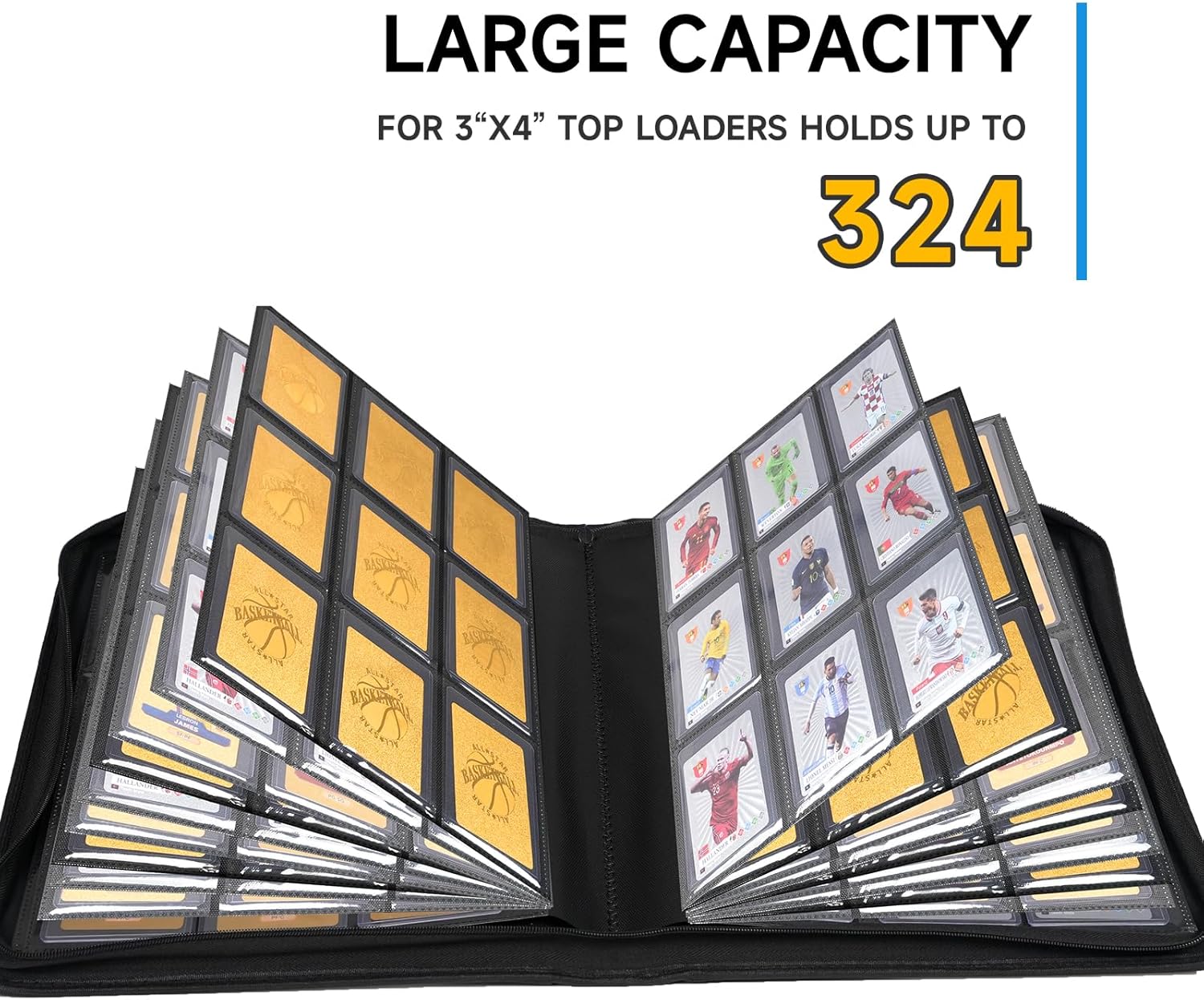 Toploader Binder, 9-Pocket Pages Holds 324 Toploaders Top Loader Binders with Sleeves for 3"x4" Toploaders for TCG, MTG Card Binder, Sports or Trading Cards Binder