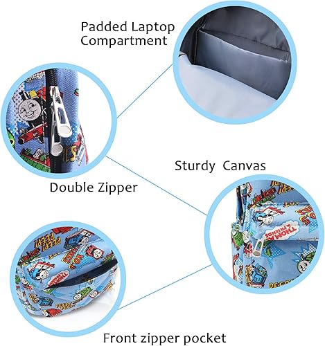 Miniatura 5 de Finex - Mochila de lona con compartimento para portátil de 15 pulgadas para viaje 364J Azul (Thomas Train)., café (Chip &amp; Dale), Multi (Super Mario