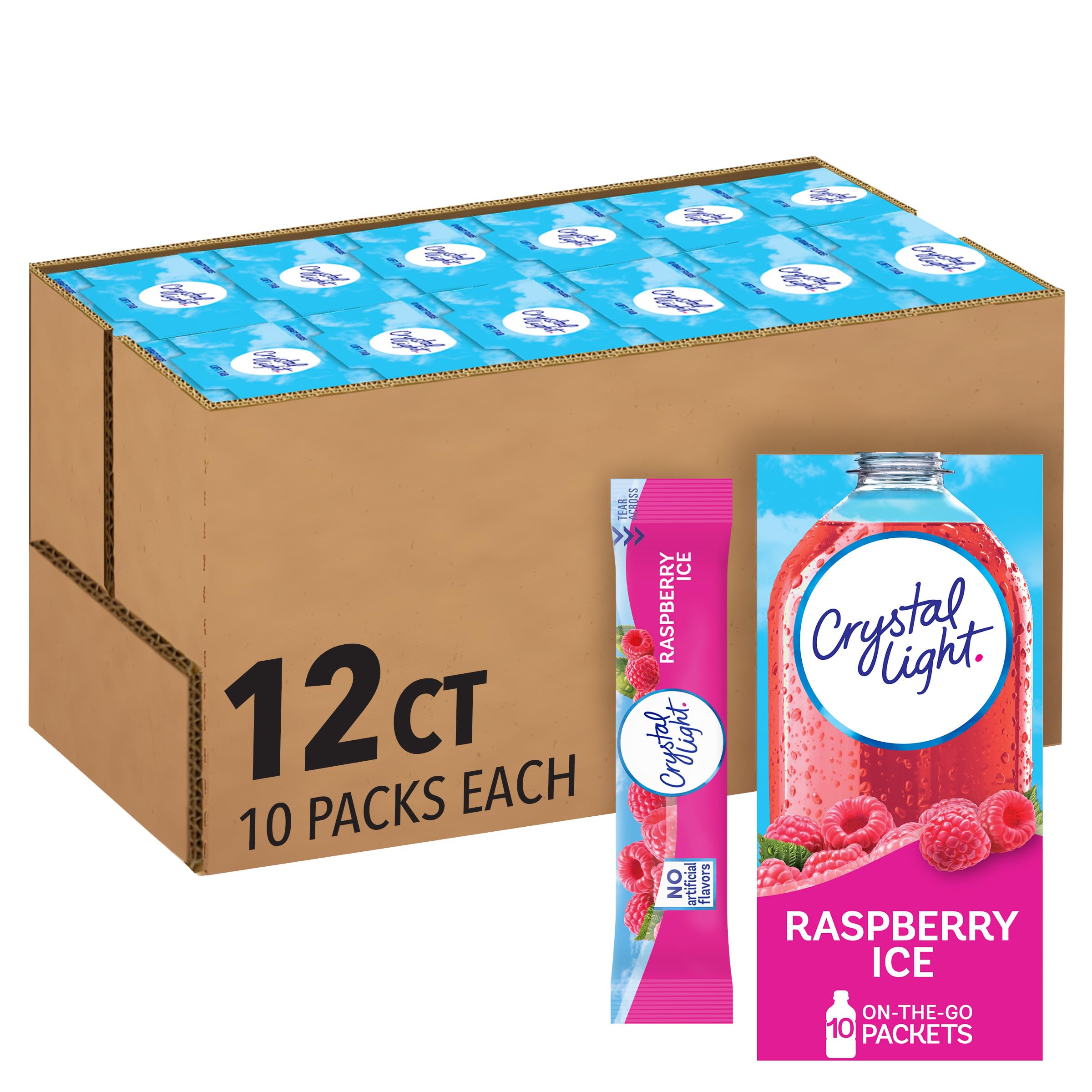 Raspberry Ice Artificially Flavored Powdered Drink Mix, 120 ct Pack, 12 Boxes of 10 On-the-Go-Packets