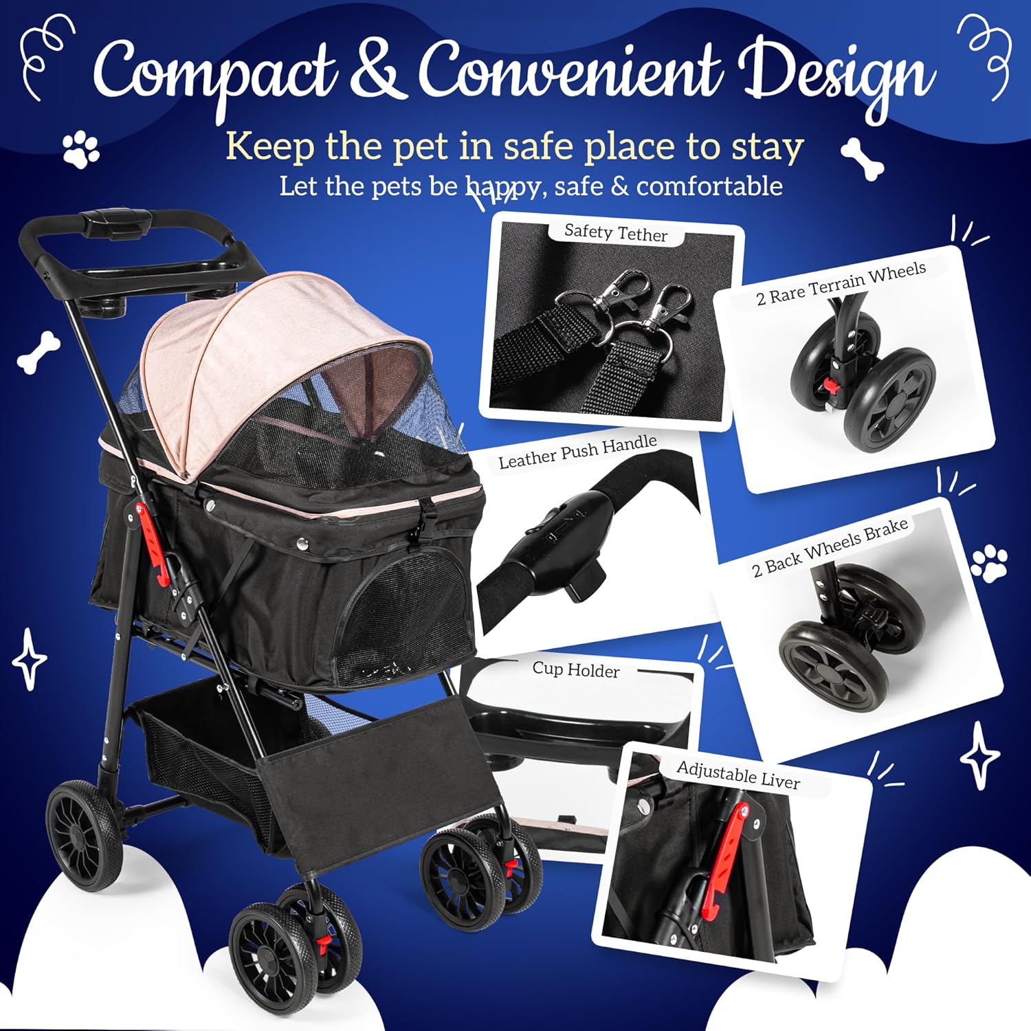 Ultimate Comfort on the Go: Review of the Pet Stroller with 4 Rolling Casters