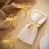 Gandeer 12 Pack Gold Bow Butterfly Napkin Rings - Elegant Alloy Metal Holders for Weddings, Dinner Parties & Table Decor
