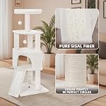 HUITREE 45in Tour de l'arbre de chat avec grand condo pour les chats intérieurs, tour de la cuve avec poste de scratching, planche d'échafaudage et jouets de chat, multi-niveau,petit Space,Béige