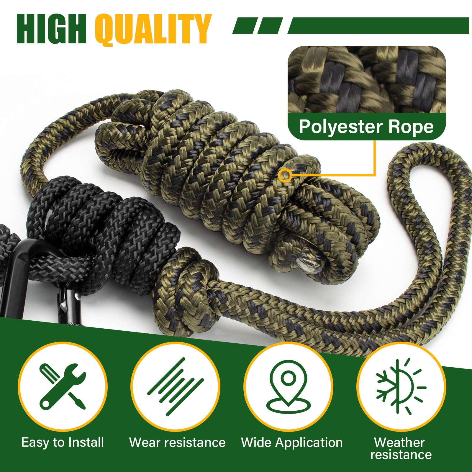 Treestand - Corda di sicurezza per Hunter Safety System Lineman's Climbing, 2,6 m