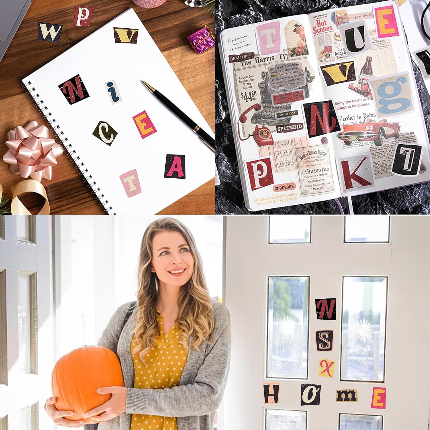 156 PCS Letter Stickers Small Size Scrapbook Stickers Vintage Alphabet Letter Stickers Travel Stickers DIY Decorative Stickers Luggage Stickers for Suitcases for Travel Laptop