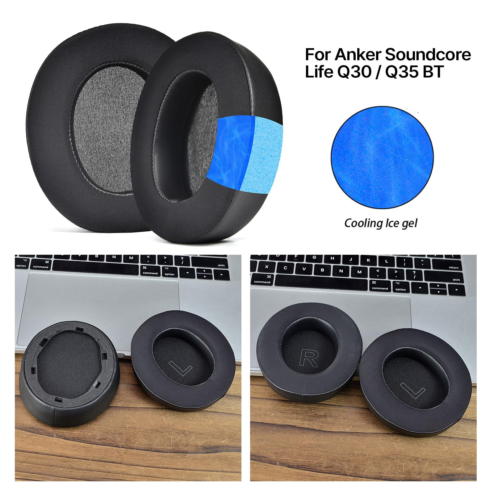 Cuscinetti auricolari di ricambio Cuscinetti per c Auricolari di qualità, cuscinetti auricolari for cuffie Q30/Q35BT, cuscinetti auricolari in memory foam, cuscinetti auricolari antirumore for cuffie