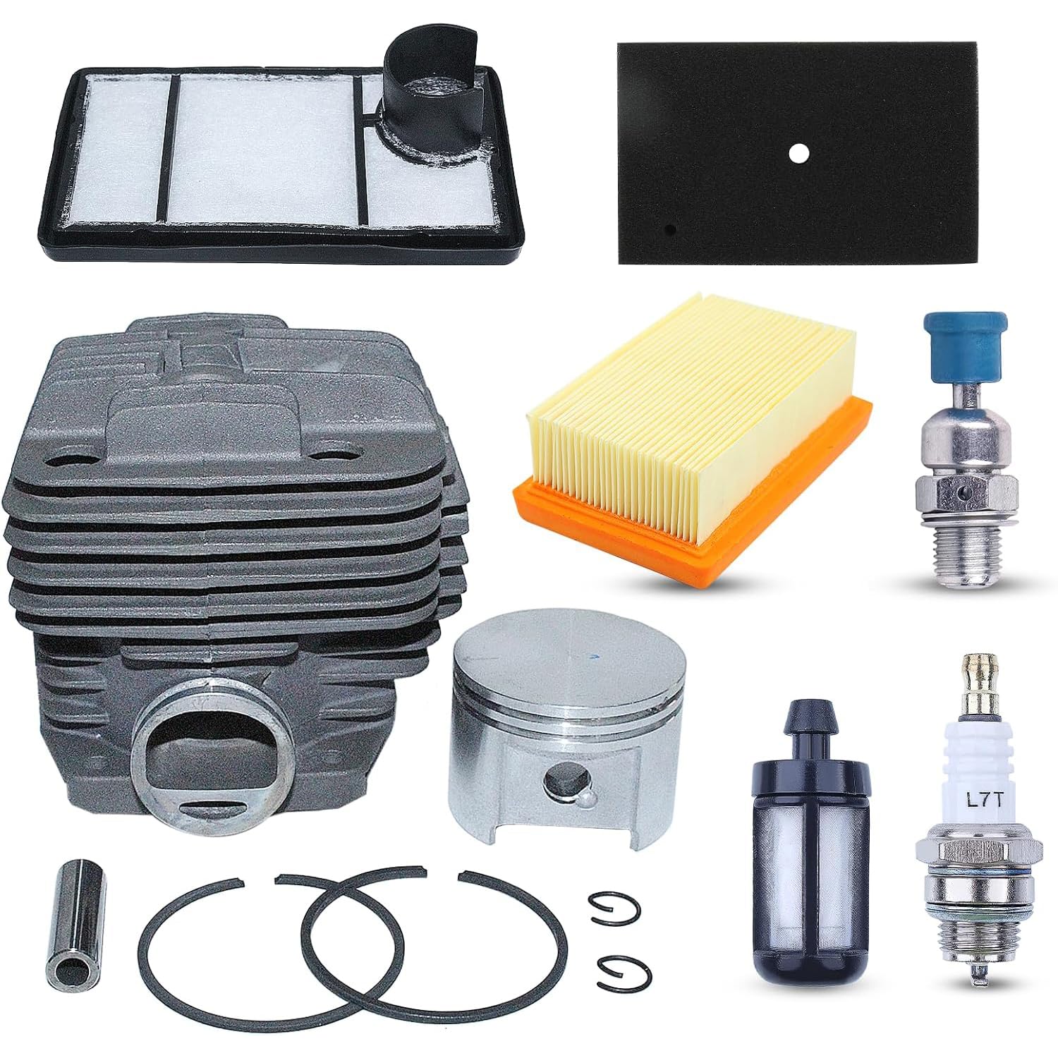 Fyearfly StihlTS400 Cylinder Piston Kit, Original Replacement 49mm Cylinder Piston+Air Filter+Fuel Filter+Spark Plug, for TS400 Concrete Cut Off Saw OEM:42230201200