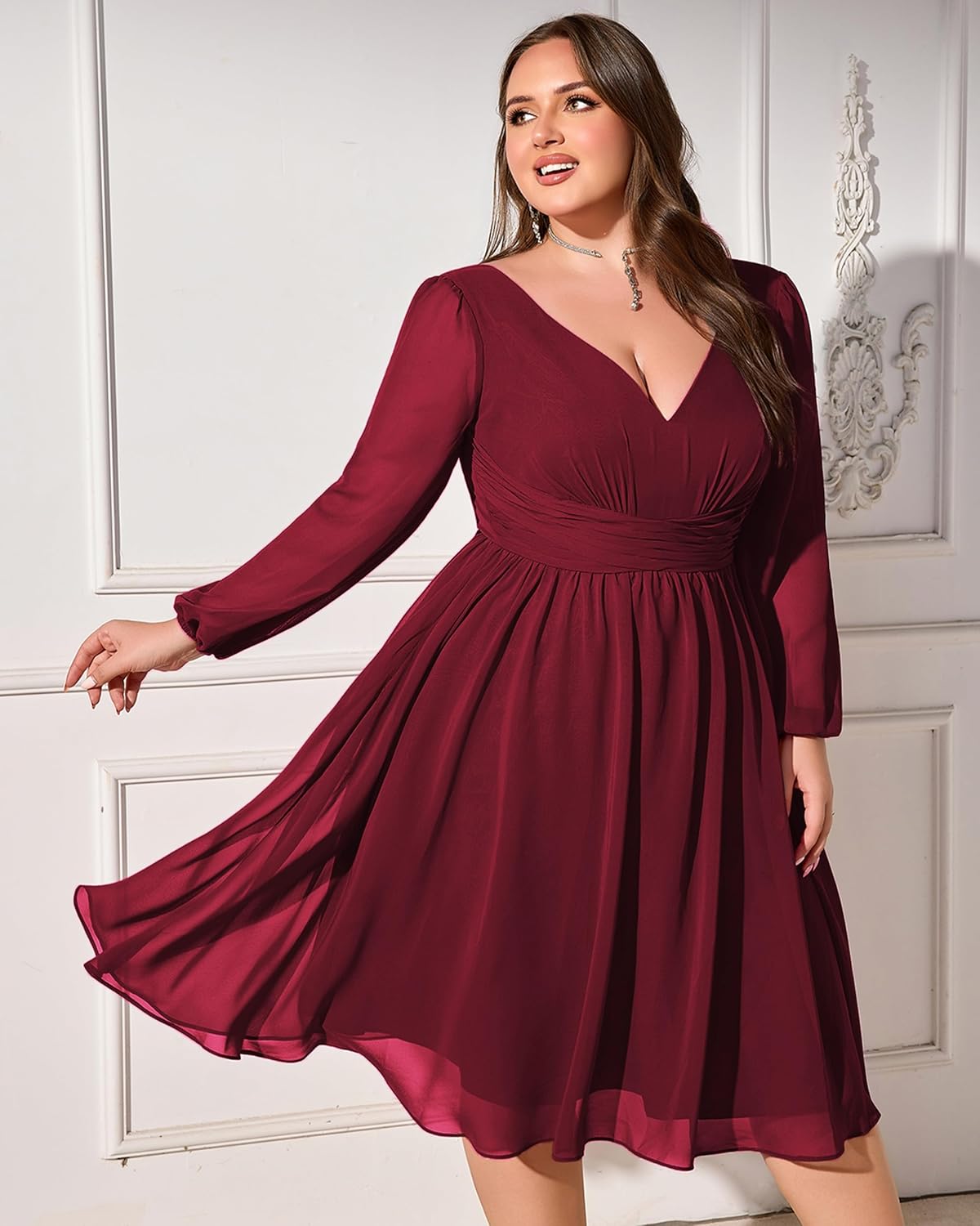 Women's A-line Chiffon Dresses with Elastic Waist Irregular Hem Dress - Image 4