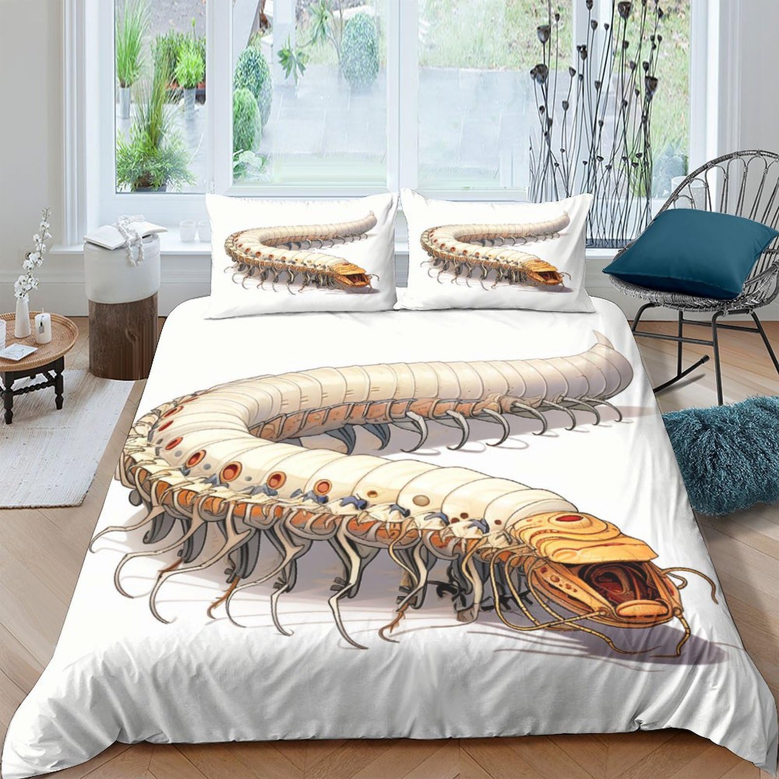 Parure de lit centipede housse de couette microfibre douce taie oreiller King