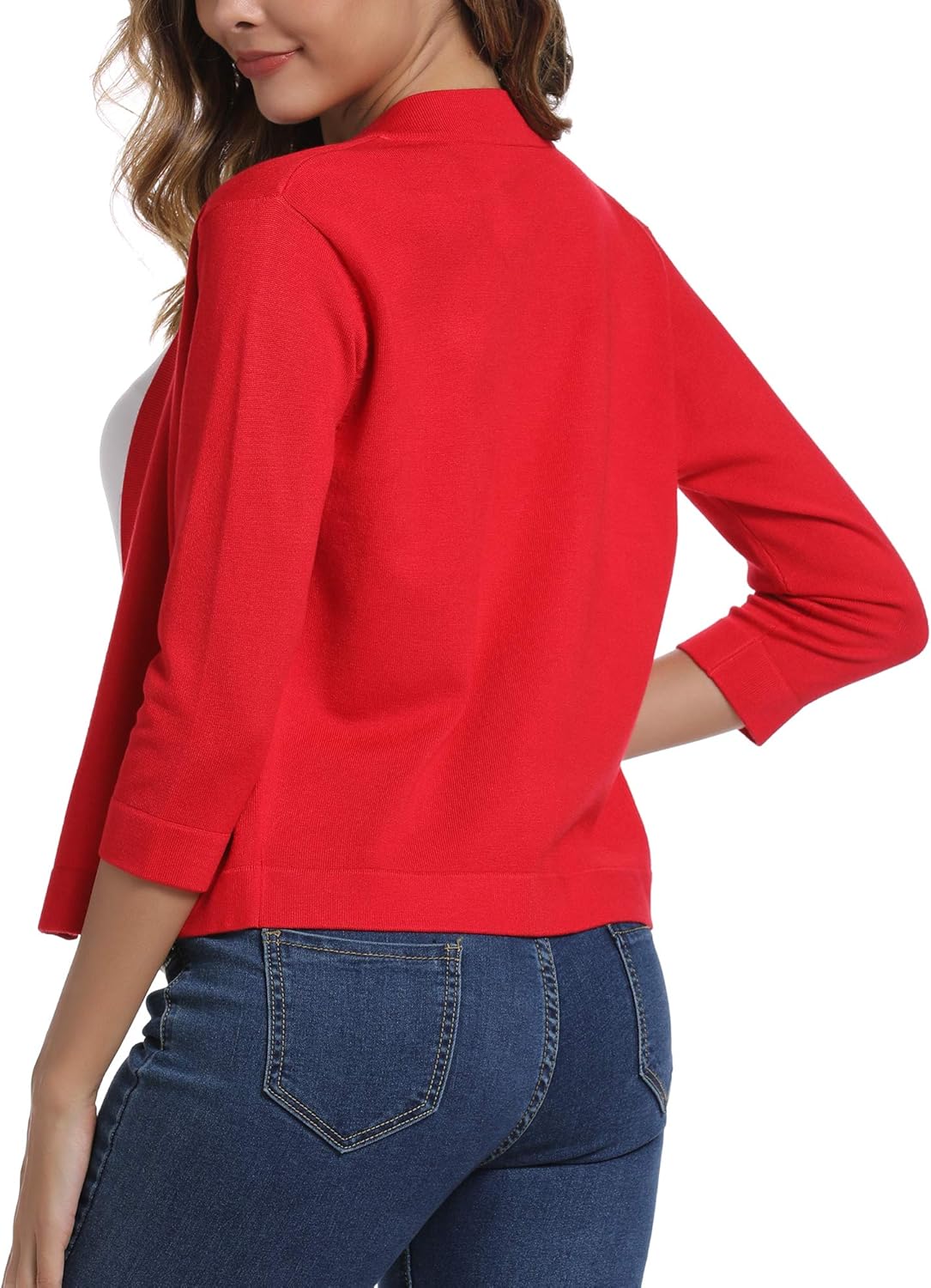 Urban CoCo Women's 3/4 Sleeve Cropped Cardigan Sweater Elegant Shrugs for Women - Image 5