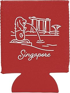 Singapore Minimalistic Design Souvenir Neoprene Can Hugger - Red