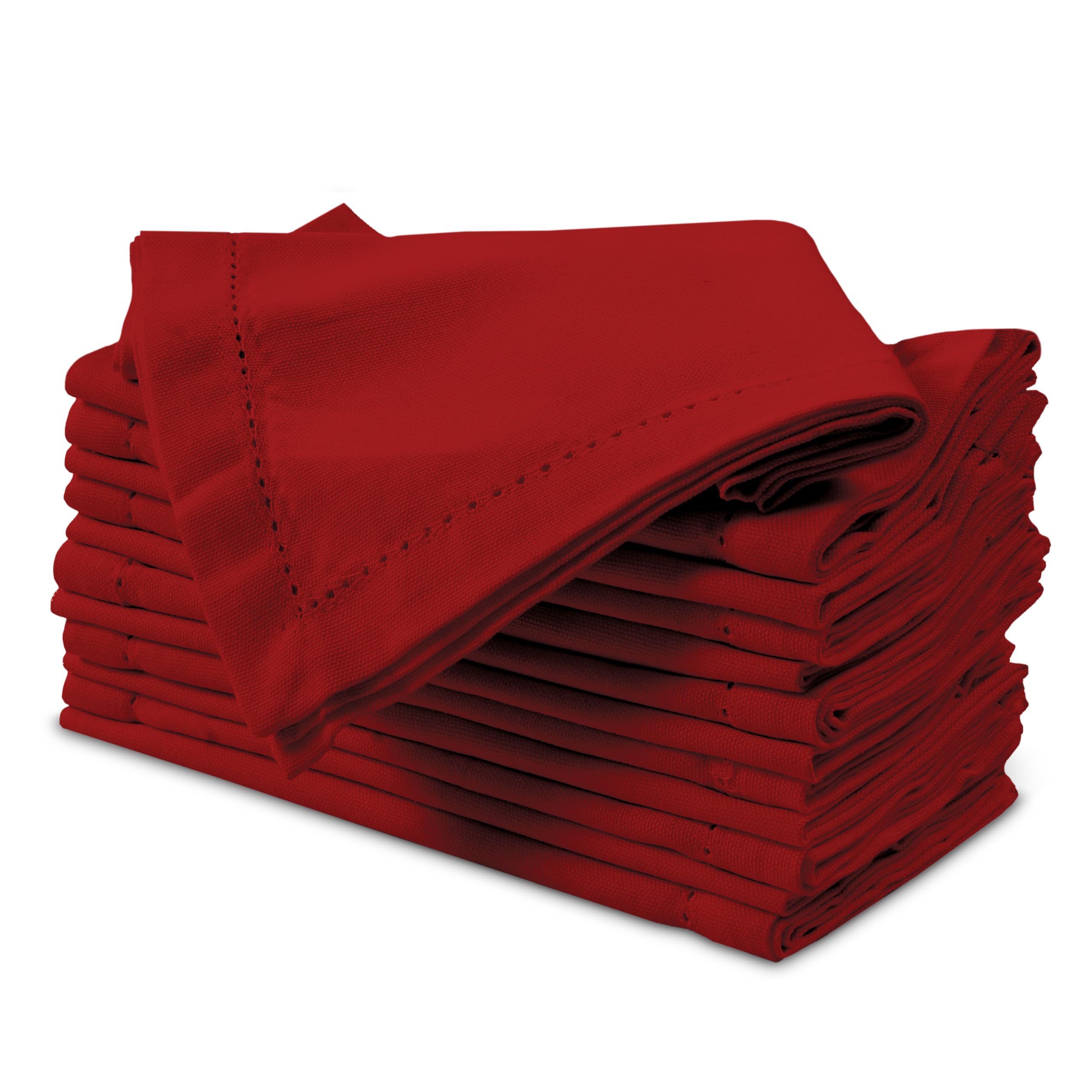 Encasa XO Deep Red Cloth Napkins Set of 12, 17"x17", 43 x 43 cm (Set of 12)