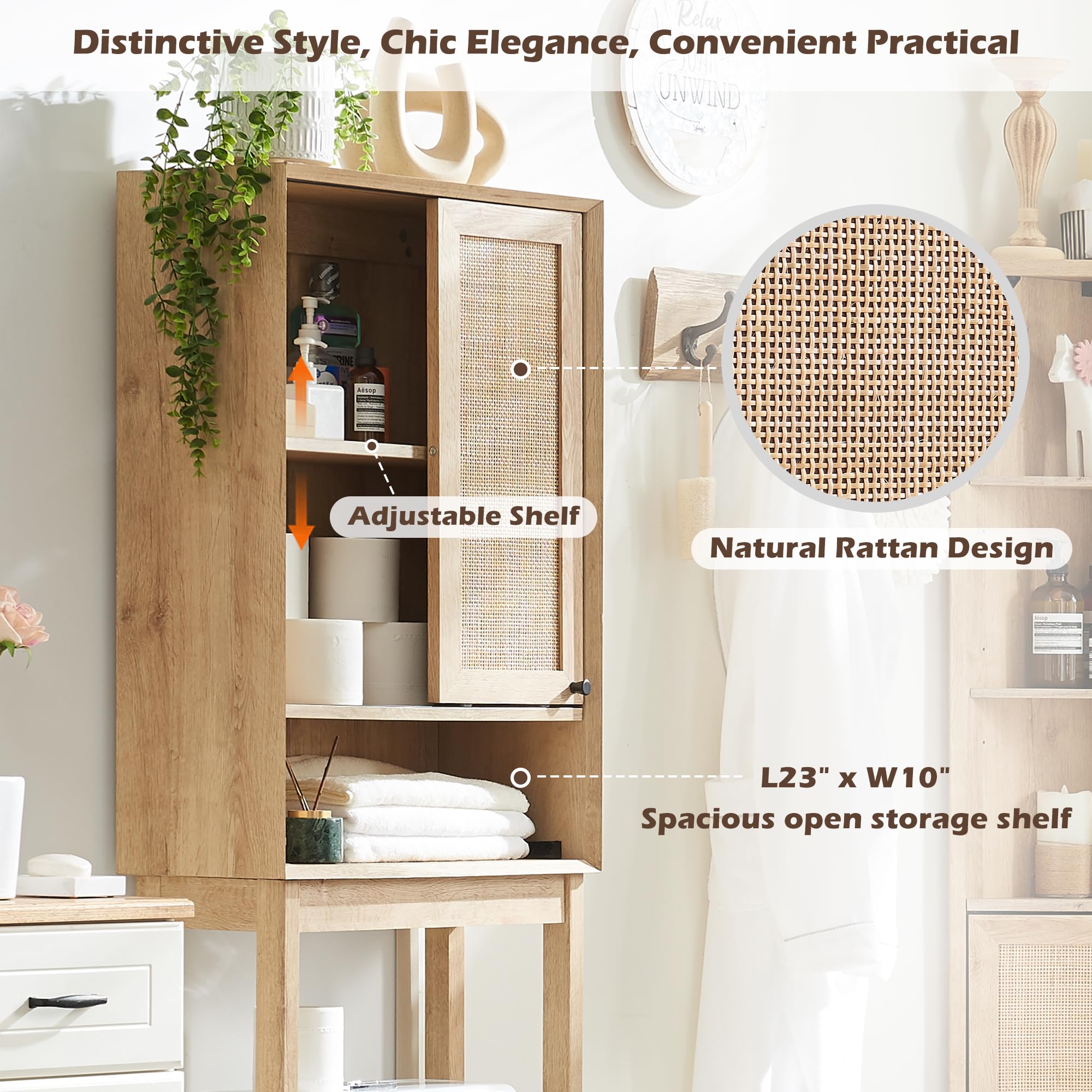 Snapklik.com : RedLemon Natural Rattan Over The Toilet Storage Cabinet ...