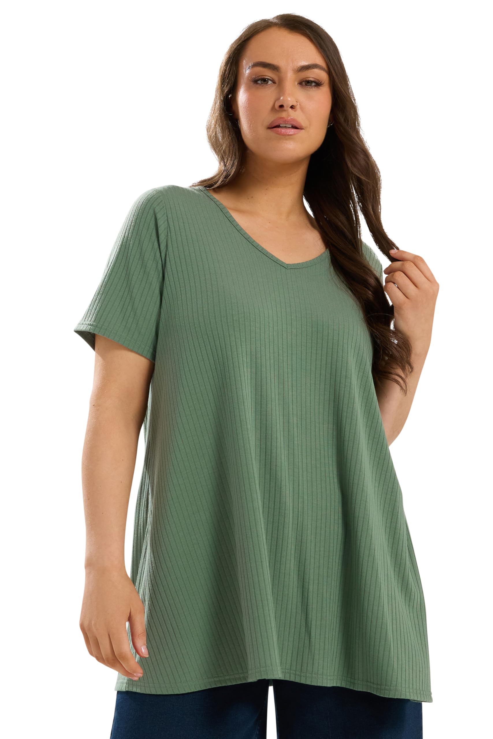 Yours Women's Swing Top - Green - Size 22-24