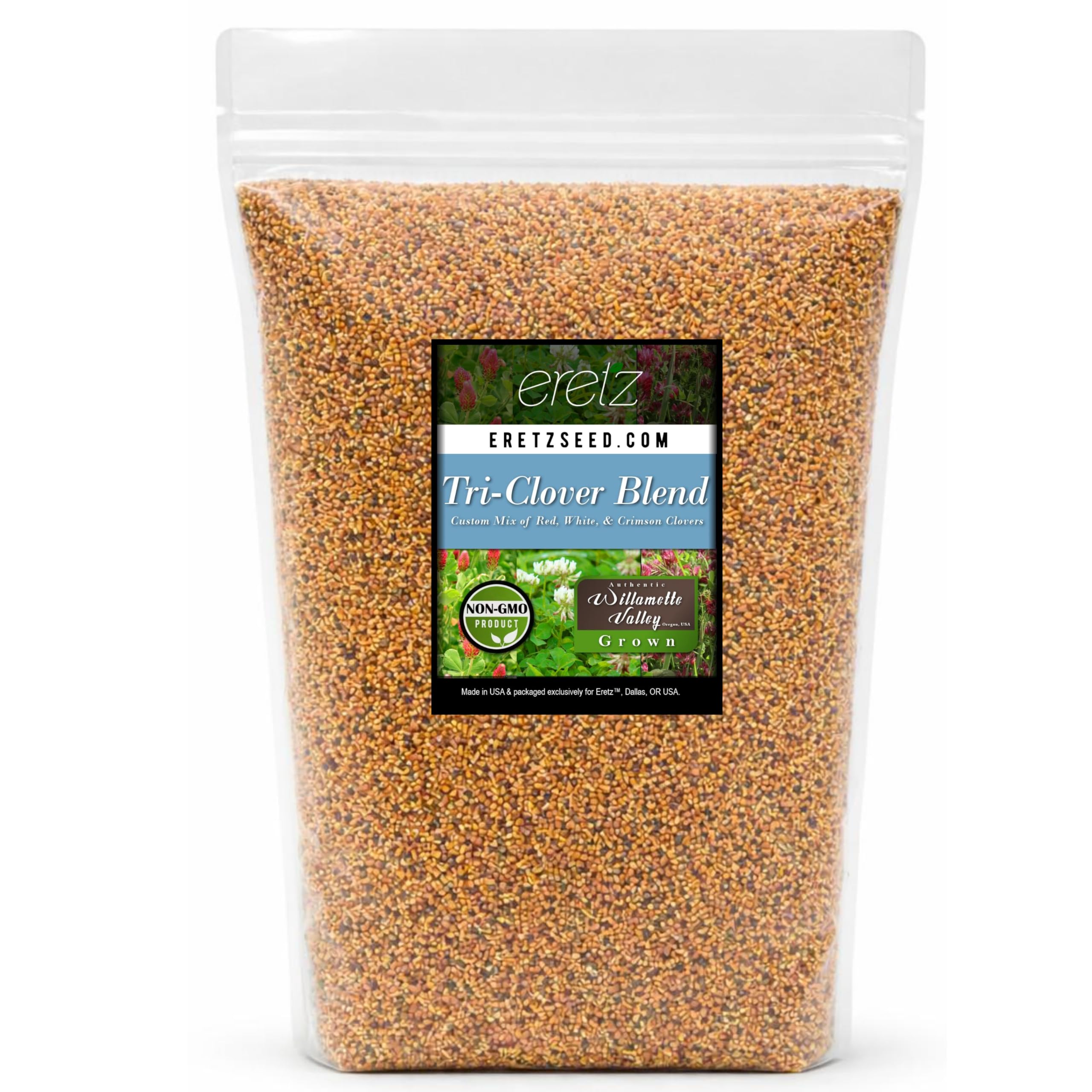 Tri-Clover by Eretz - Three Part Blend of Clovers Providing Beauty, Cover, and Natural Attractant. No Coatings or Fillers, Premium Seeds (5lb)