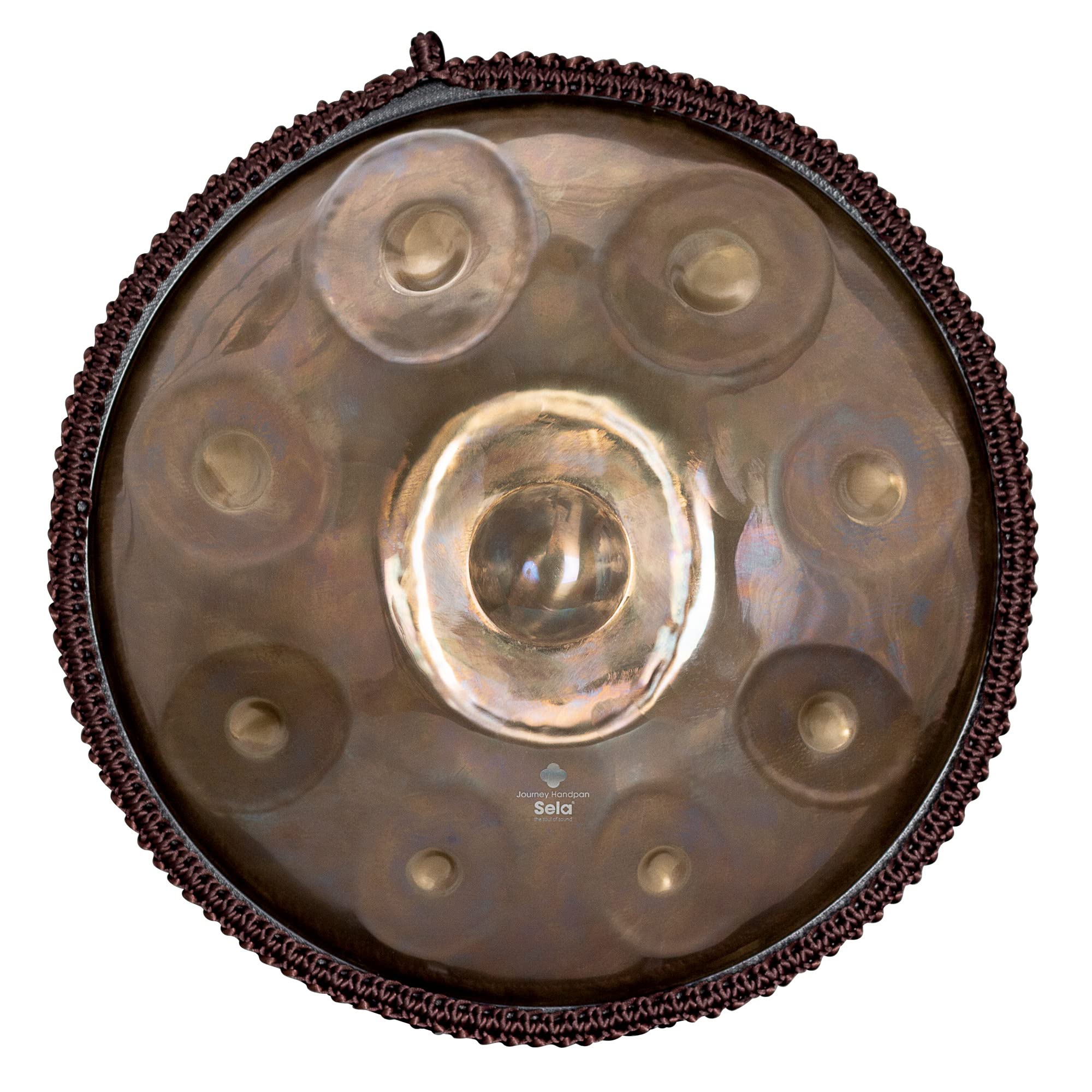 Sela Journey F# Handpan intégral en format voyage I Fait main de qualité supérieure I Instrument de percussion en acier inoxydable – Avec sac rembourré I Pantam SE 305 Acier inoxydable Mirror Gold