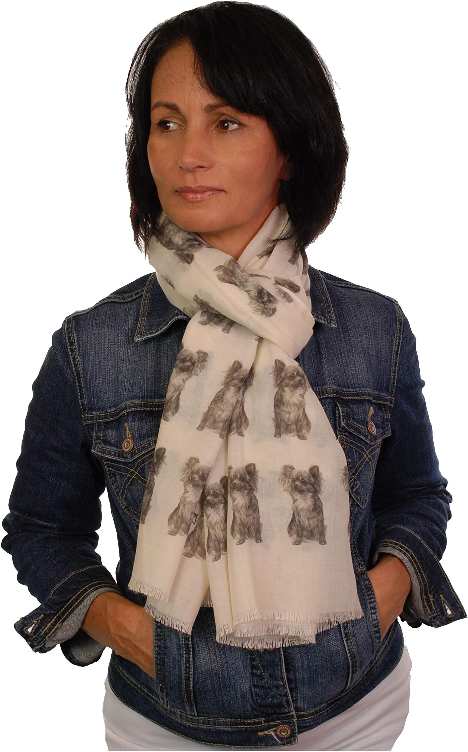 Branding HouseChihuahua scarf with dogs on Hand Printed in the UK - Long Haired Chihuahua gifts for women