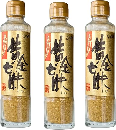 Amazon 黄金七味 90g 3本 黄金色の七味です 唐辛子 大蒜 たっぷり 進化したしちみ唐辛子 とうがらしとニンニク 手作りにこだわっています 調味料 早池峰 にんにく入しちみ ミックススパイス 料理が美味しくなる 特選七味唐辛子 具材 香辛料 唐辛子 通販
