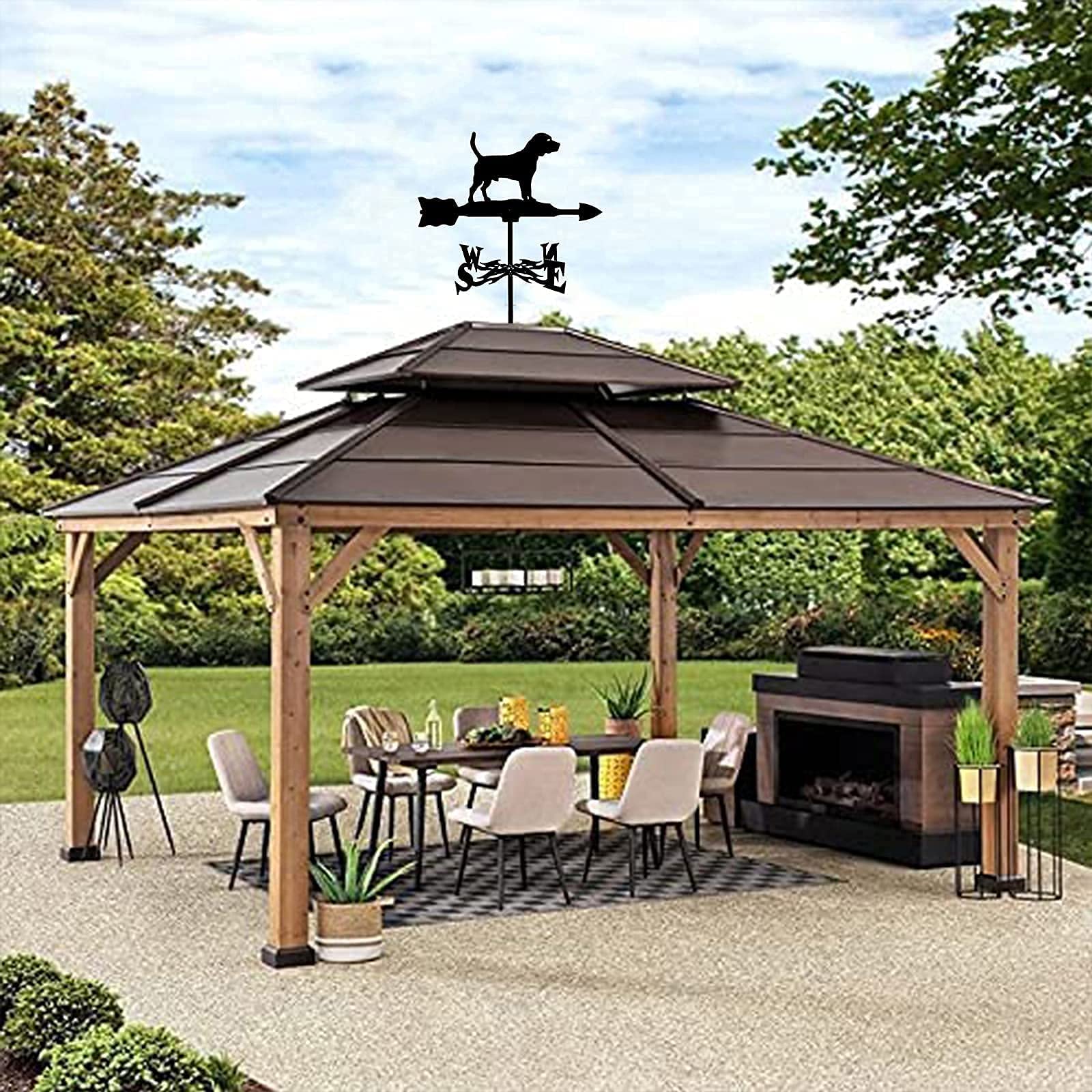 Girouette en métal pour toit extérieur de jardin en acier inoxydable - Décoration de cour - Indicateur de direction du vent - Outil de mesure