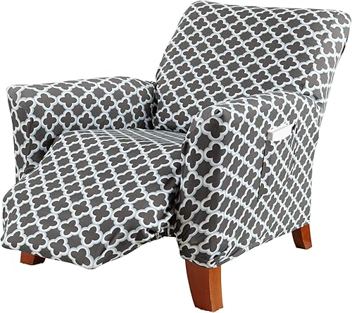 Great Bay Home Funda reclinable de sarga estampada. Funda elástica de una pieza para sillón reclinable. Funda reclinable sin tirantes para sala de