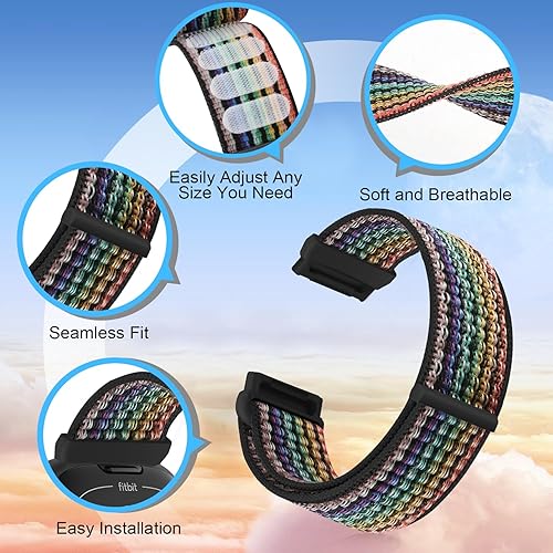 Miniatura 4 de Correa deportiva compatible con Fitbit Versa 4, Fitbit Sense 2, Fitbit Versa 3, Fitbit Sense, para mujeres y hombres, correa de repuesto de nailon
