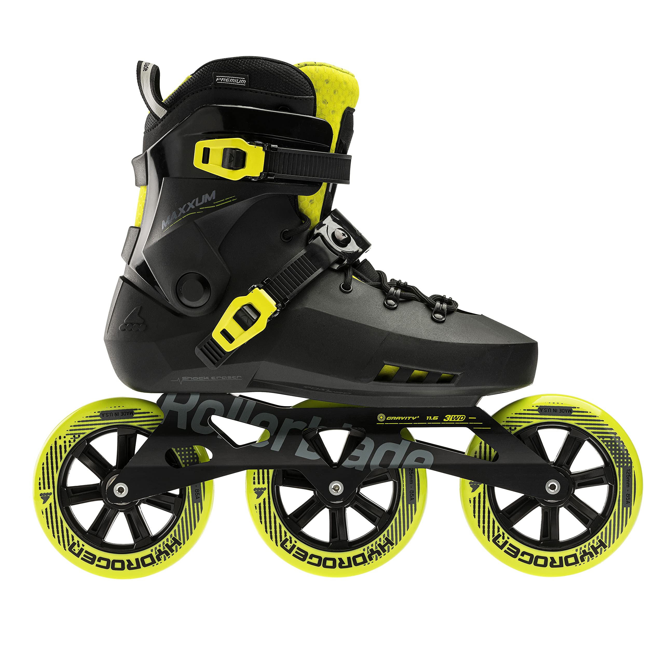 ROLLERBLADE MAXXUM 125, Color: Black/Lime, Size: 12 (072206001A1-12)