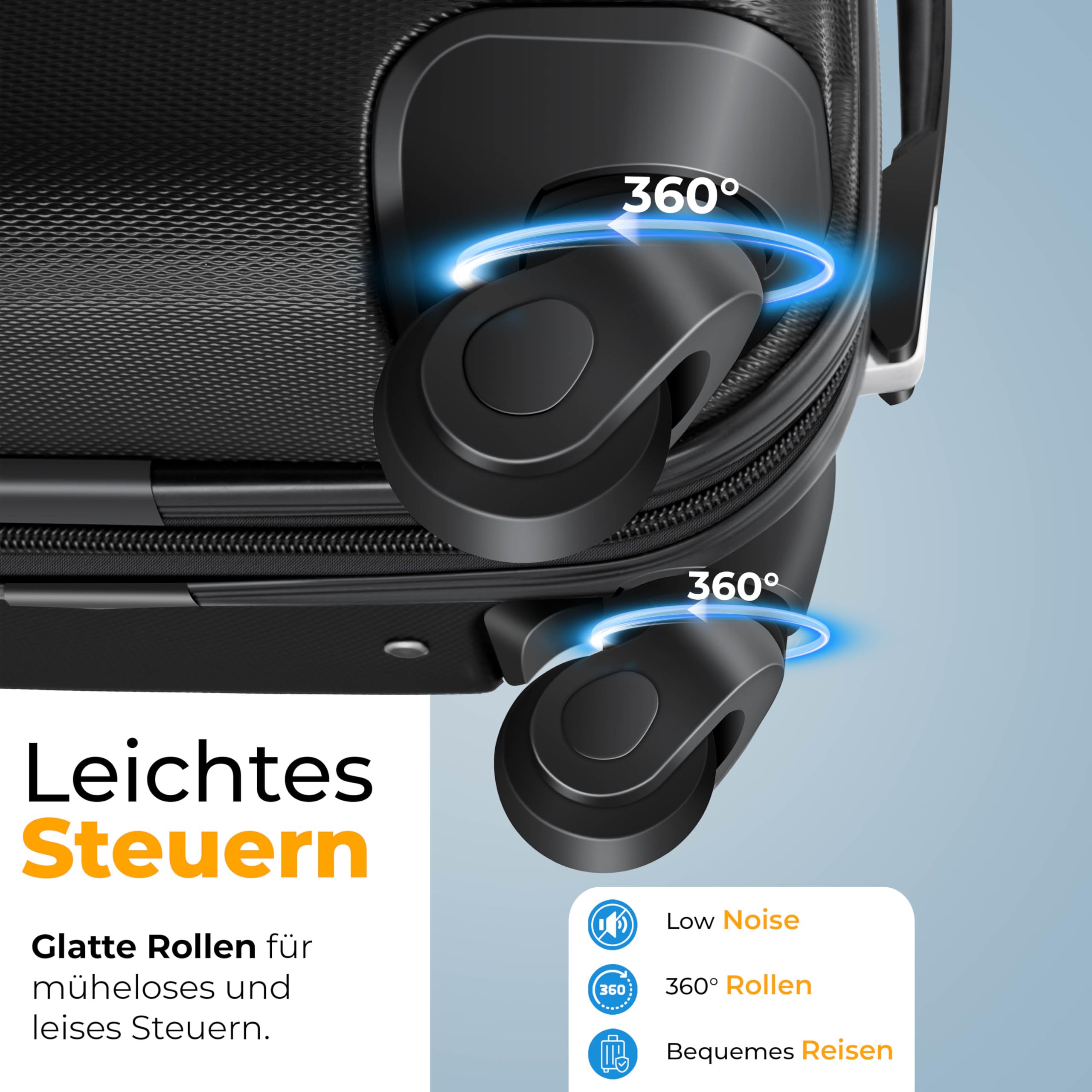 KESSER® 3tlg. Hartschalenkofferset Hartschalenkoffer Reisekoffer Set Reisekofferset Trolley Koffer 4 Rollen ABS-Hartschale Teleskopgriff Inkl. Kofferwaage + Gepäckanhänger Rollkoffer Schloss, M-L-XL