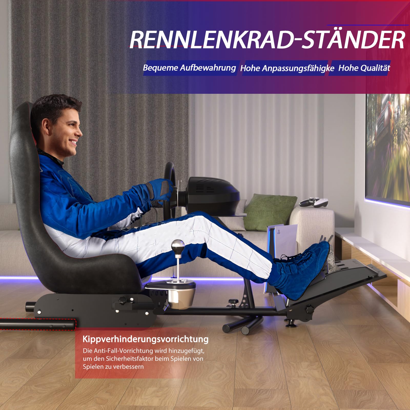 DIWANGUS Lenkradständer,Racing Wheel Stand mit Sitz Gaming Chair Fahrcockpit, Racing Seat für Logitech G923 G920 G29 G27 G25 & Thrustmaster T248X T248 T300Rs TX T150 PS4 PS5