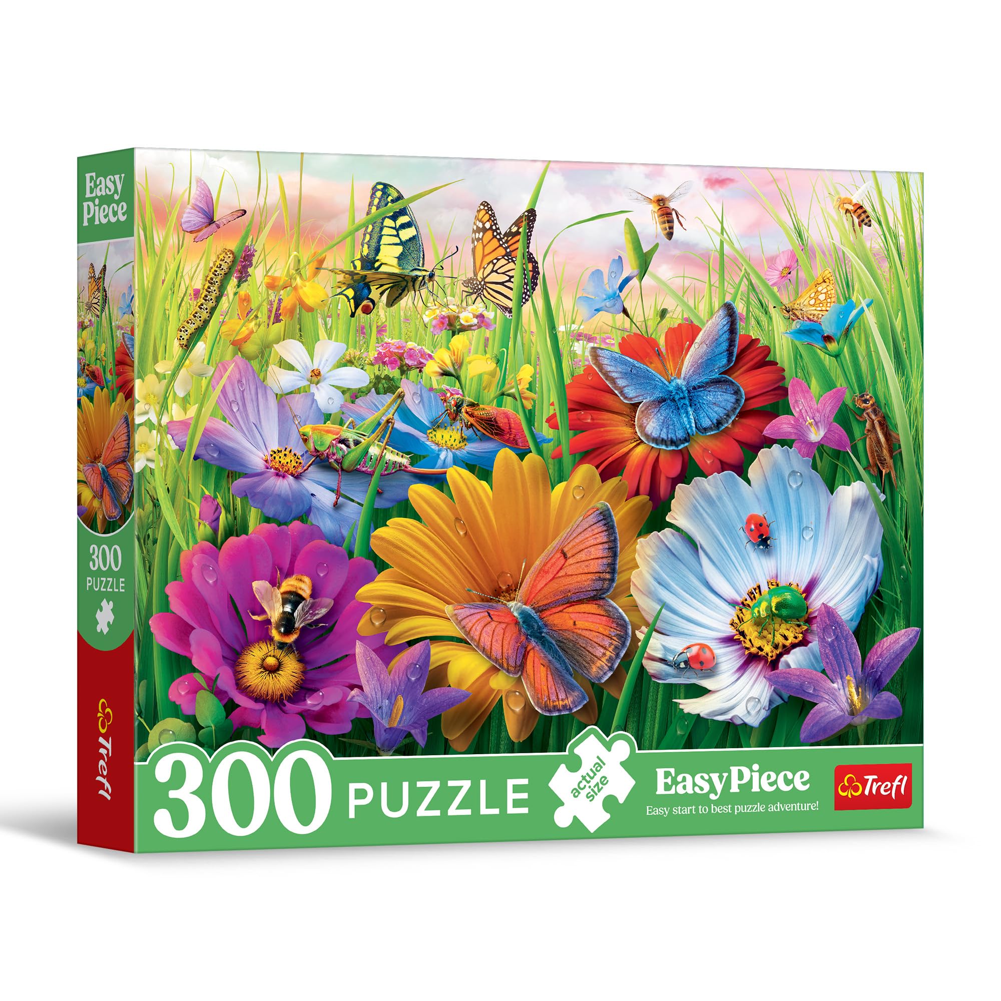 Trefl - EasyPiece Puzzle: Insekten auf der Wiese - 300 Teile - Große Teile, Leicht zu Puzzeln, für Erwachsene und Kinder ab 10 Jahren