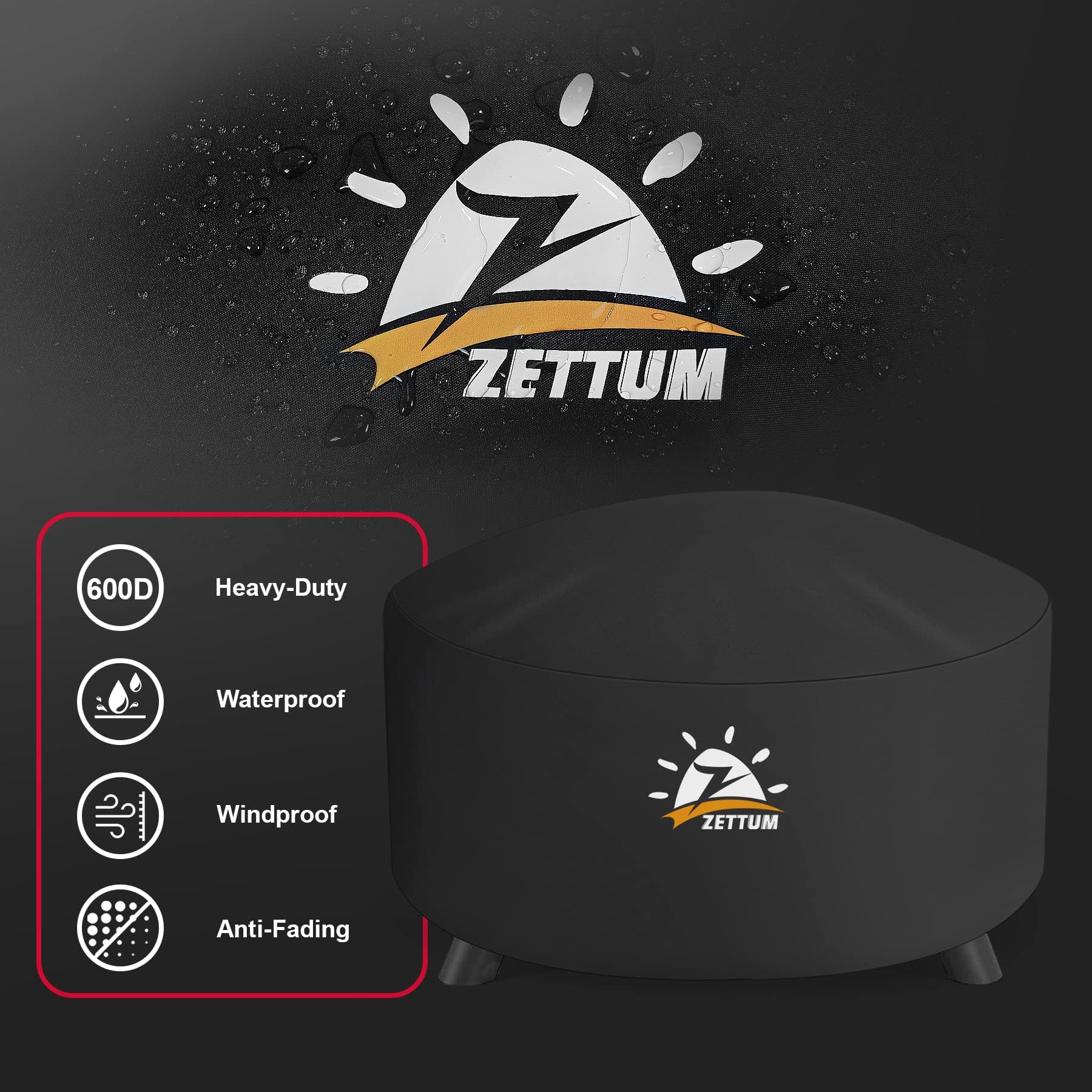 Zettum Zettum Fire Pit Cover 70cm Round Waterproof Fire Pit Cover Fire Pit Cover Fire Pit Cover 600D Oxford Fabric PU Coating Heavy Duty Waterproof Diameter 71 x 40 cm in use