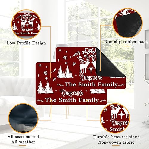 Miniatura 5 de Differ More Tapetes de puerta personalizados de bienvenida de Navidad para puerta delantera, tapete de invierno personalizado con nombre de la