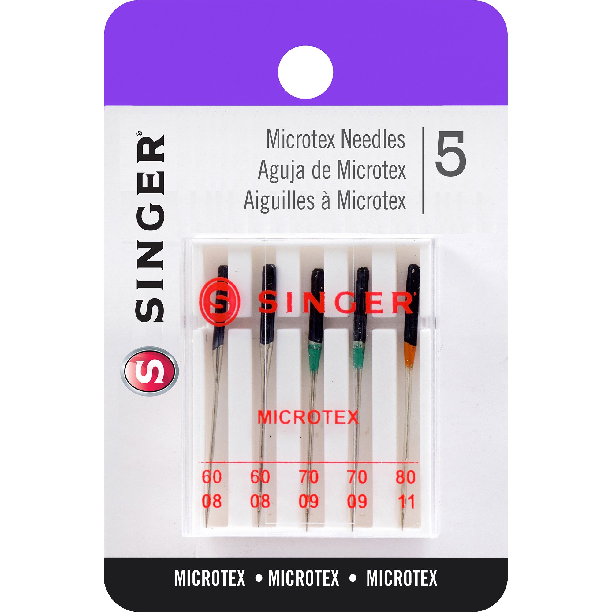 Singer Mach Needle Microtex Astd Sz 60-70-80 5pc