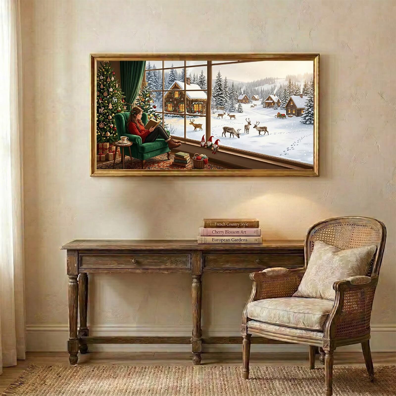 Diamond Painting Weihnachten Groß XXL 60x120cm, 5D DIY Diamant Painting Bilder Fensterbilder Set für Basteln Mädchen 8 Jahre, Mosaik Bastelset Erwachsene Kinder, Stickerei für Zuhause Deko C6-735