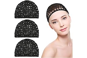 3PCS Crochet Hair Net, Sleep Hair Silk Tidy for Women (Black)
