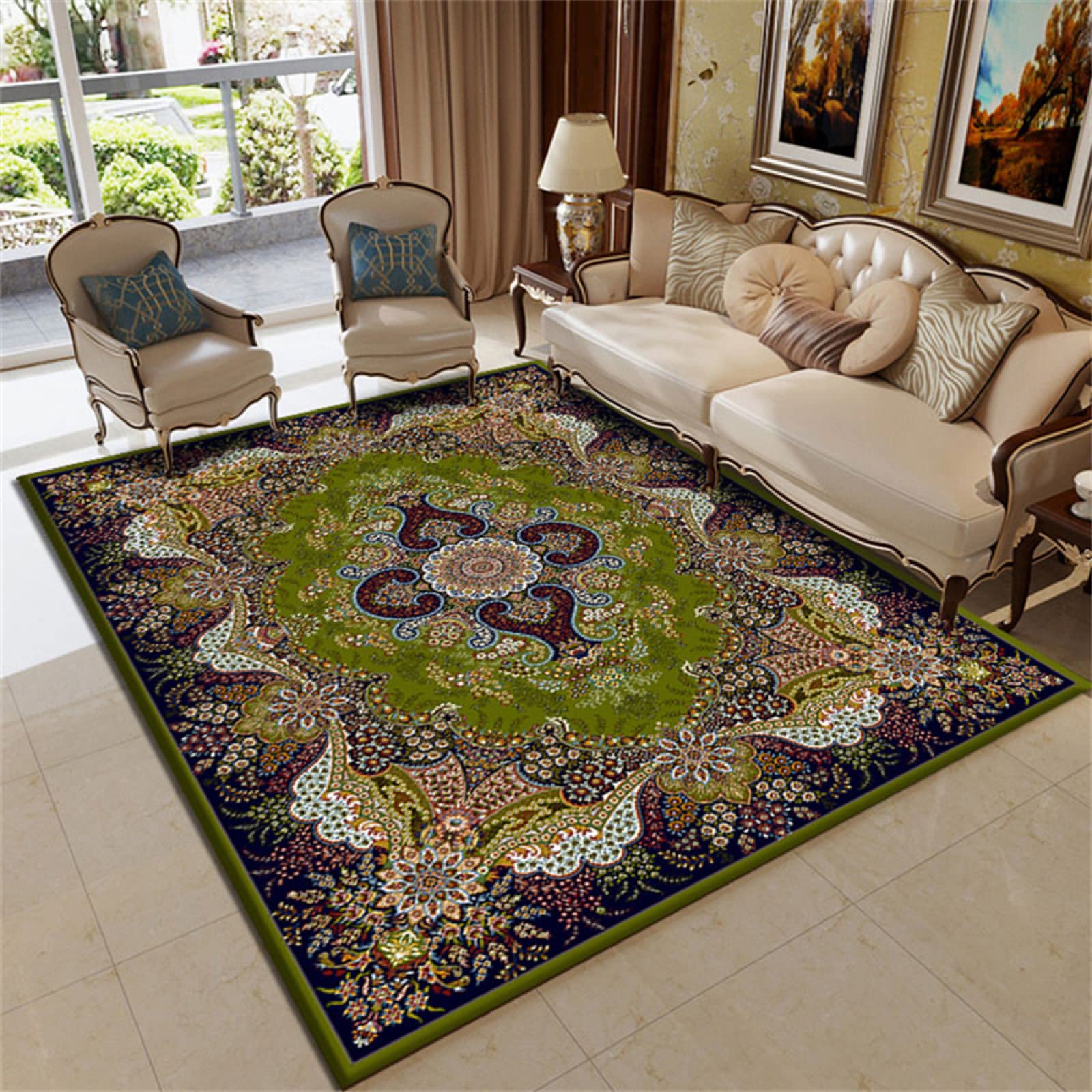 Tapis résistant à la saleté vert de salon lavable et doux 50x80cm pour ados