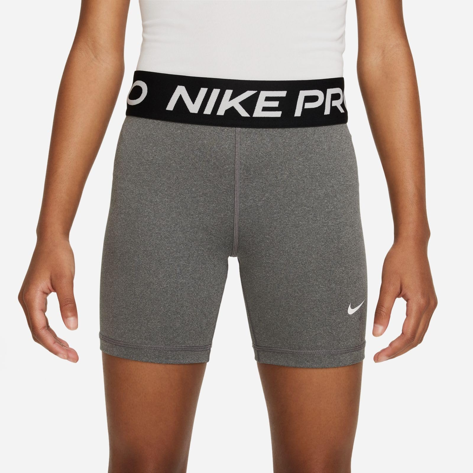 Nike Pro Pantalón Corto Dri-Fit De 13 Cm - Niña, Carbon Heather/White, FB1081-091, M